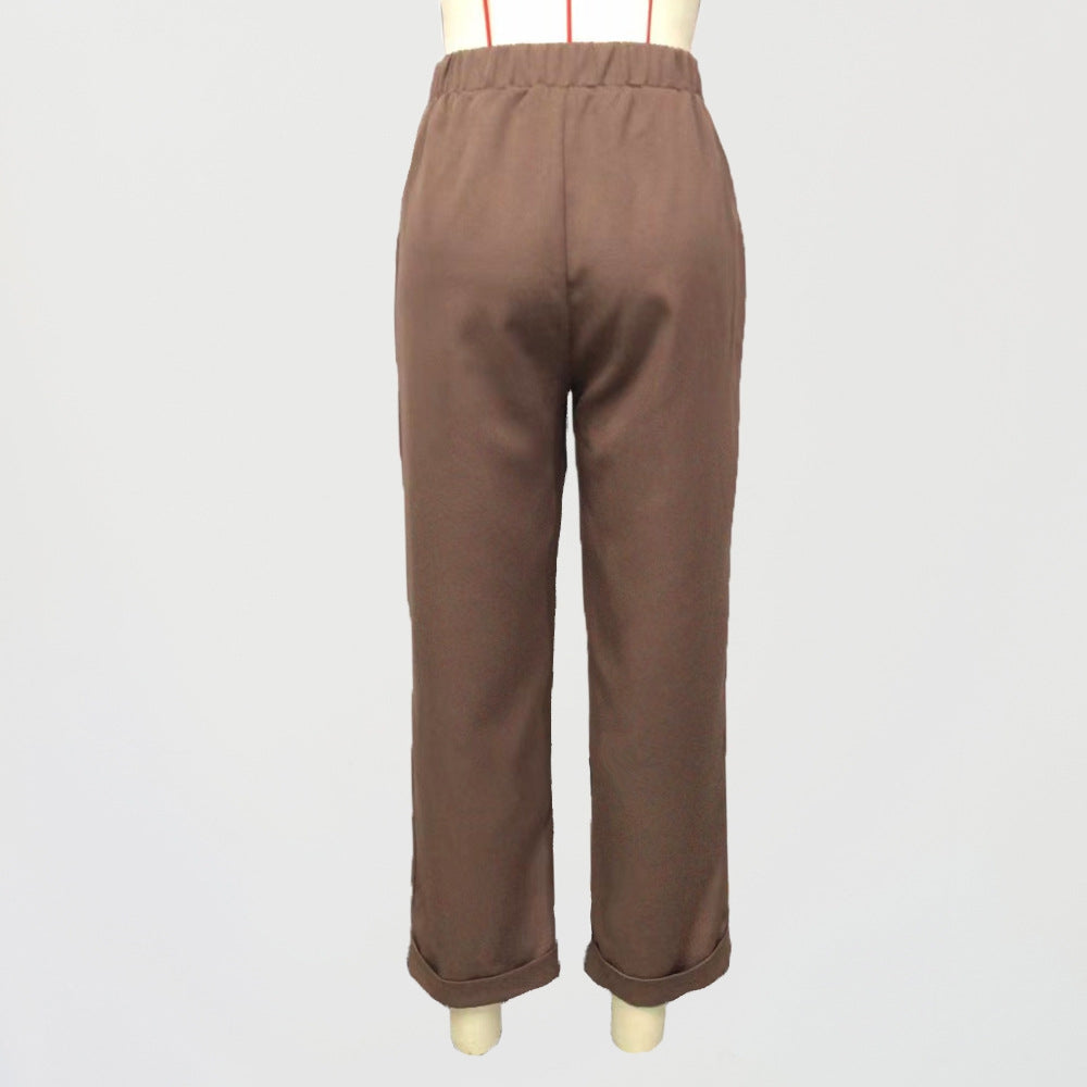 PANTALON CAFÉ DE TRAJE RECTO