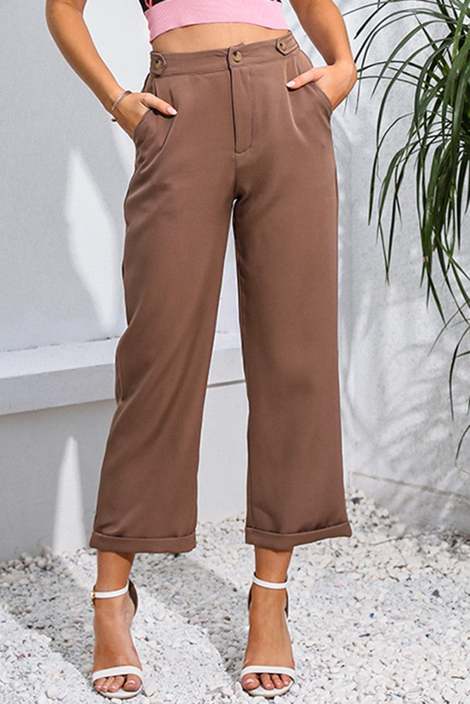 PANTALON CAFÉ DE TRAJE RECTO