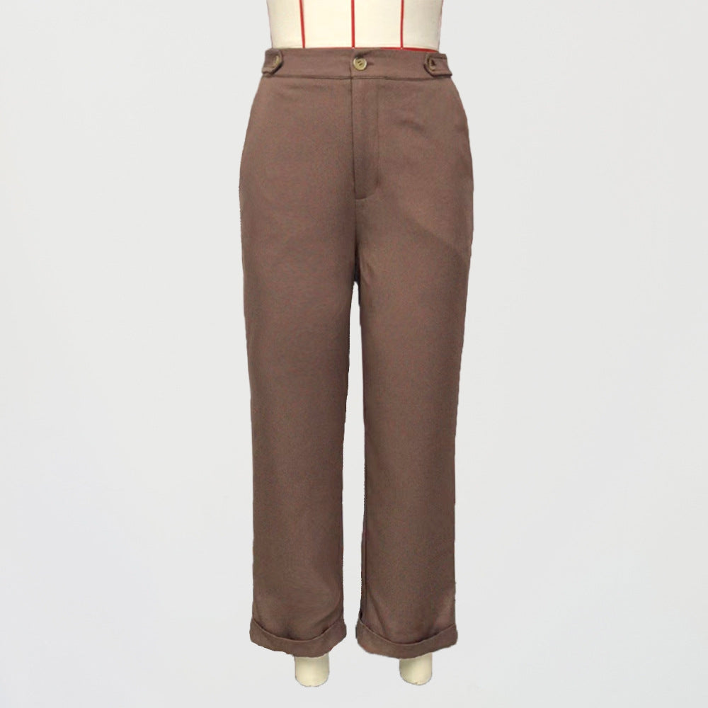 PANTALON CAFÉ DE TRAJE RECTO