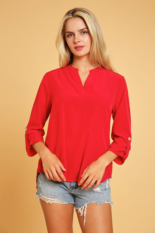 BLUSA ROJA MANGA 3/4