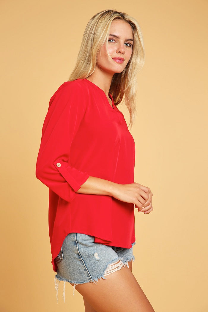 BLUSA ROJA MANGA 3/4